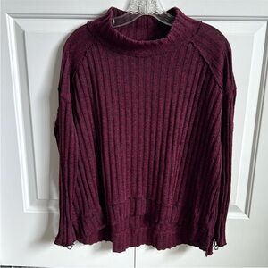 Free People mock neck wide rib loose fit sweater
